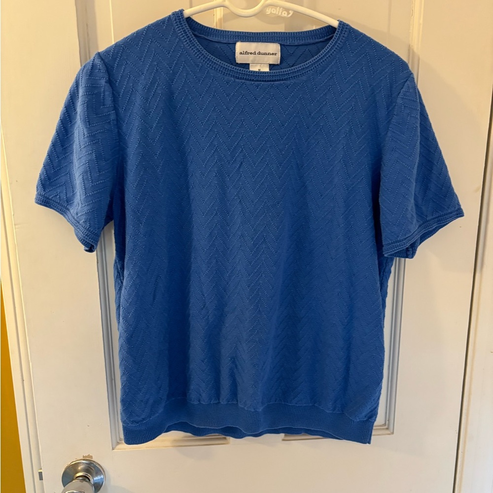 Alfred Dunner Textured Blue Knit Top